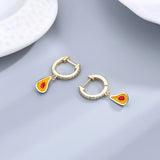 Avocado Fruit Hoop Earrings Sterling Silver Zircon Ear Jewelry
