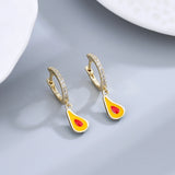 Avocado Fruit Hoop Earrings Sterling Silver Zircon Ear Jewelry