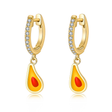 Avocado Fruit Hoop Earrings Sterling Silver Zircon Ear Jewelry