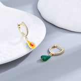 Avocado Fruit Hoop Earrings Sterling Silver Zircon Ear Jewelry