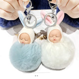 Baby Rabbit Fluffy Plush Keychain Pink Gift