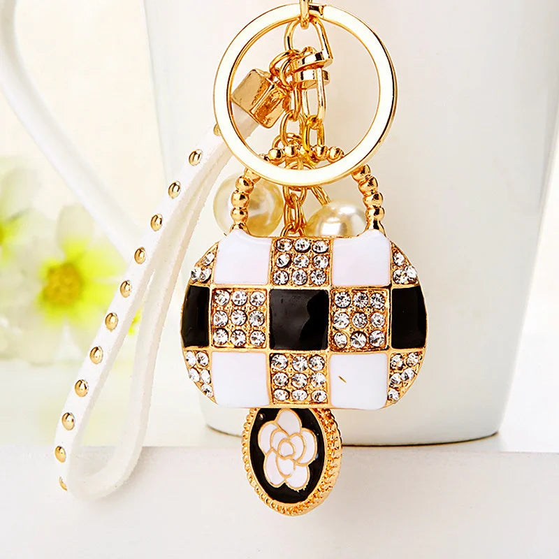 Bag Shaped Keychain Women Girls Rhinestone Pendant Key Ring