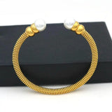 Stainless Steel Mesh Pearls Bracelet