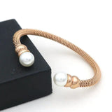Stainless Steel Mesh Pearls Bracelet