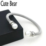 Stainless Steel Mesh Pearls Bracelet