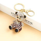 Bear Crystal Rhinestone Enamel Keychain Cartoon Teddy Drip Oil Pendant Keyring
