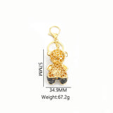 Bear Crystal Rhinestone Enamel Keychain Cartoon Teddy Drip Oil Pendant Keyring