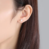 925 Sterling Silver Bear Earrings with Natural Pearl - Asymmetric Women Jewelry