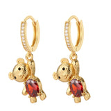 Boho Bear Heart Hoop Earrings Micro Pave CZ Crystal Jewelry