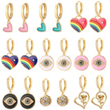Boho Bear Heart Hoop Earrings Micro Pave CZ Crystal Jewelry