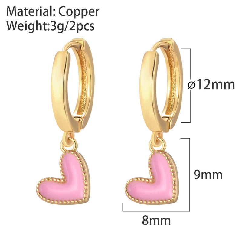 Boho Bear Heart Hoop Earrings Micro Pave CZ Crystal Jewelry