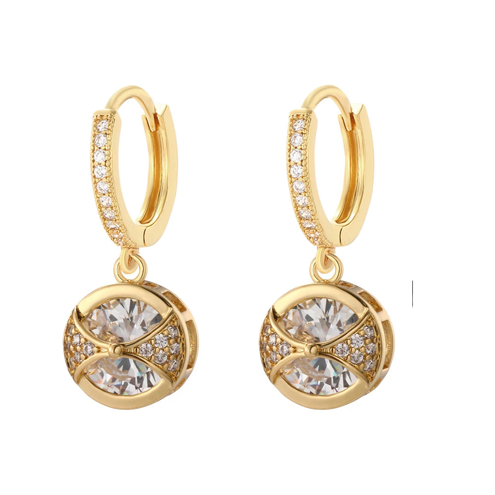 Boho Bear Heart Hoop Earrings Micro Pave CZ Crystal Jewelry