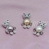 Bear Pendant Freshwater Pearl Silver Pendant Necklace Girl Gift