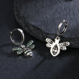Green Zircon Bee Drop Earrings 925 Sterling Silver Jewelry