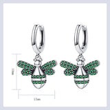 Green Zircon Bee Drop Earrings 925 Sterling Silver Jewelry