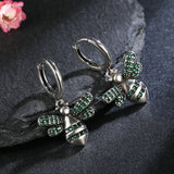 Green Zircon Bee Drop Earrings 925 Sterling Silver Jewelry