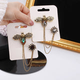 Bees Brooch Chain Double Pin Buckle Retro Cardigan Accessories