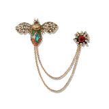 Bees Brooch Chain Double Pin Buckle Retro Cardigan Accessories