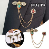 Bees Brooch Chain Double Pin Buckle Retro Cardigan Accessories