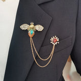 Bees Brooch Chain Double Pin Buckle Retro Cardigan Accessories