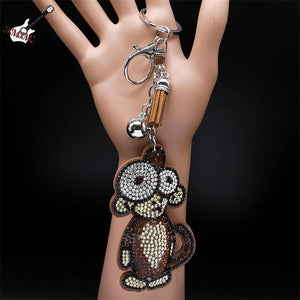 Crystal Monkey Keychain Cartoon Animal Bag Charm Keyring