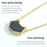 925 Silver Cat Agate Pendant Necklace Japanese Style Succinct Plated Jewelry