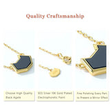 925 Silver Cat Agate Pendant Necklace Japanese Style Succinct Plated Jewelry