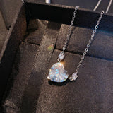 Pink Heart Pendant Necklace for Women Yellow CZ Necklace