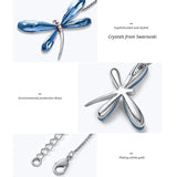 Pink Dragonfly Pendant Necklace Genuine Austrian Crystals Silver Chain Jewelry