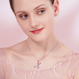 Pink Dragonfly Pendant Necklace Genuine Austrian Crystals Silver Chain Jewelry
