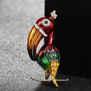 Red Enamel Woodpecker Birds Brooch Women Hijab Accessories
