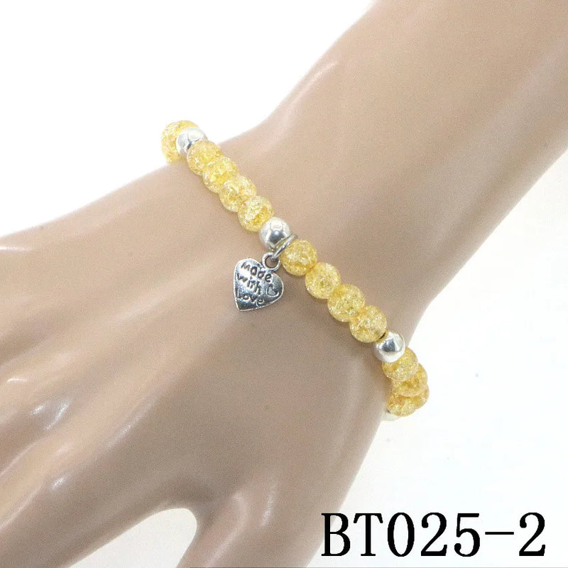 Bohemian Stone Bracelet with Crystal Pendant