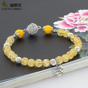 Bohemian Stone Bracelet with Crystal Pendant