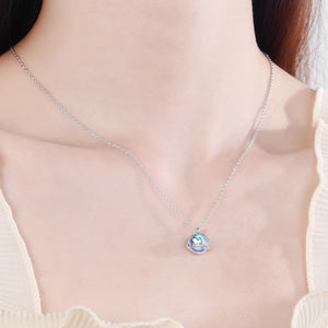 Boho Female Opal 925 Silver Cat Necklace Big Pendants Necklaces
