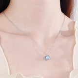 Boho Female Opal 925 Silver Cat Necklace Big Pendants Necklaces