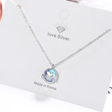 Boho Female Opal 925 Silver Cat Necklace Big Pendants Necklaces