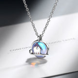 Boho Female Opal 925 Silver Cat Necklace Big Pendants Necklaces
