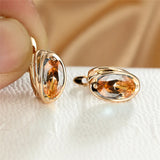 Rainbow Oval Stone Bridal Wedding Earrings