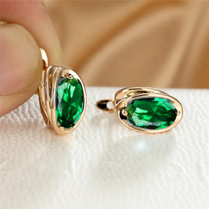 Rainbow Oval Stone Bridal Wedding Earrings