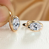 Rainbow Oval Stone Bridal Wedding Earrings