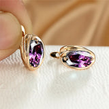 Rainbow Oval Stone Bridal Wedding Earrings