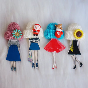 Acrylic Girl Brooch Pins Clothing Accessories Drop-ship