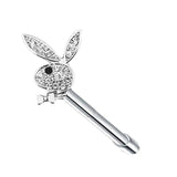 Bunny Nose Piercing Stud Crystal Rabbit Jewelry