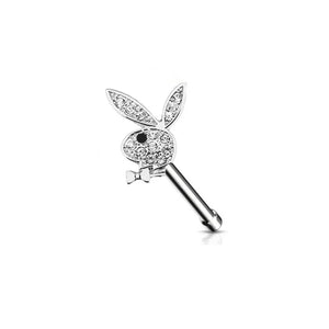 Bunny Ring Nose Piercing Stud Crystal Rabbit Jewelry