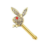 Bunny Nose Piercing Stud Crystal Rabbit Jewelry