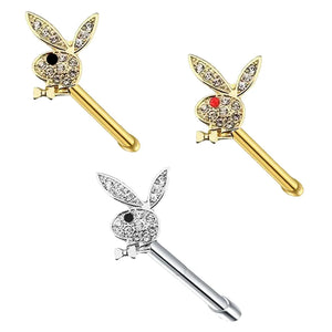 Bunny Nose Piercing Stud Crystal Rabbit Jewelry