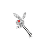 Bunny Ring Nose Piercing Stud Crystal Rabbit Jewelry