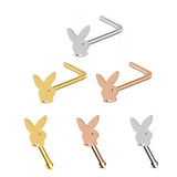 Bunny Ring Nose Piercing Stud Crystal Rabbit Jewelry
