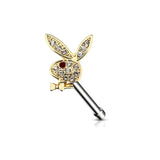 Bunny Ring Nose Piercing Stud Crystal Rabbit Jewelry