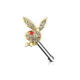 Bunny Ring Nose Piercing Stud Crystal Rabbit Jewelry